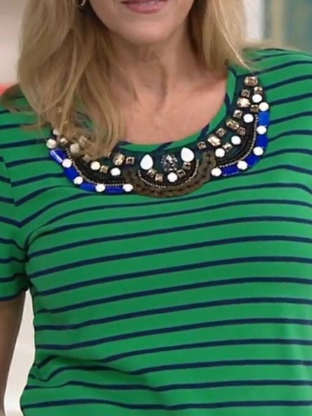 BROOKE SHIELDS Timeless Short Sleeve Striped Knit Tee